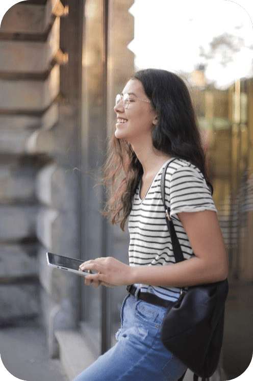 a teenage girl smiling